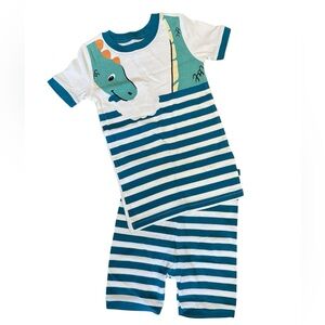 Old Navy NEW Teal & White Striped Dinosaur Pajama Set Sz 5T